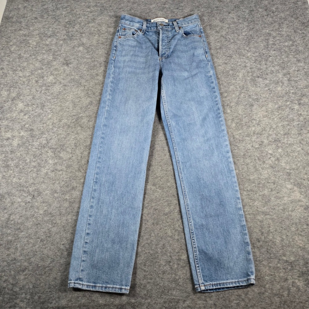 Denim Forum Womens Blue The Arlo High Rise Straight Jeans 24